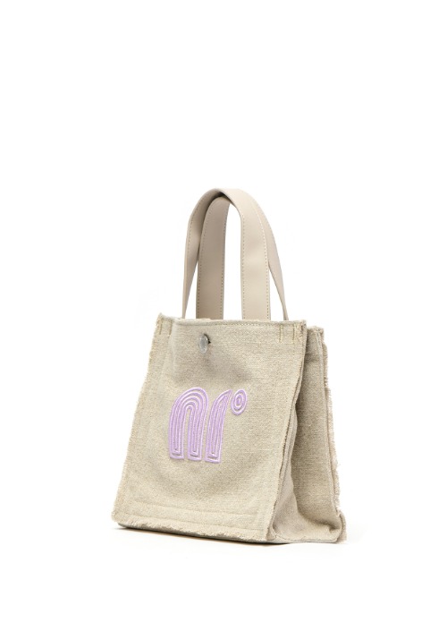 3PM Bag small beige _ Lilac logo